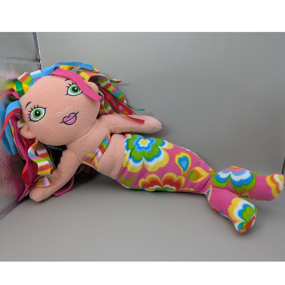Melissa & Doug‎ Rainbow Mermaid 20" Plush Stuffed Floral Retro Floral Pattern
